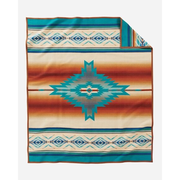NWT Pendleton Beaver State Pagosa Springs Jacquard Robe Blanket Turquoise Box - Picture 1 of 12